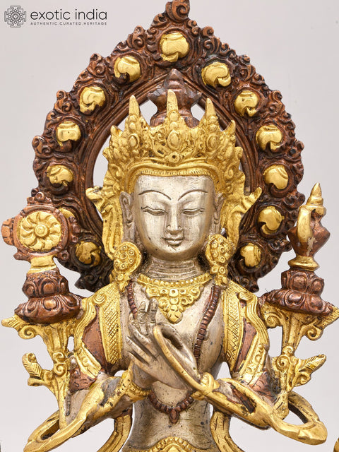 11" Tibetan Buddhist Deity Maitreya Brass Statue – Handmade Spiritual Art | Made in India