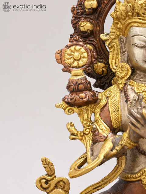 11" Tibetan Buddhist Deity Maitreya Brass Statue – Handmade Spiritual Art | Made in India