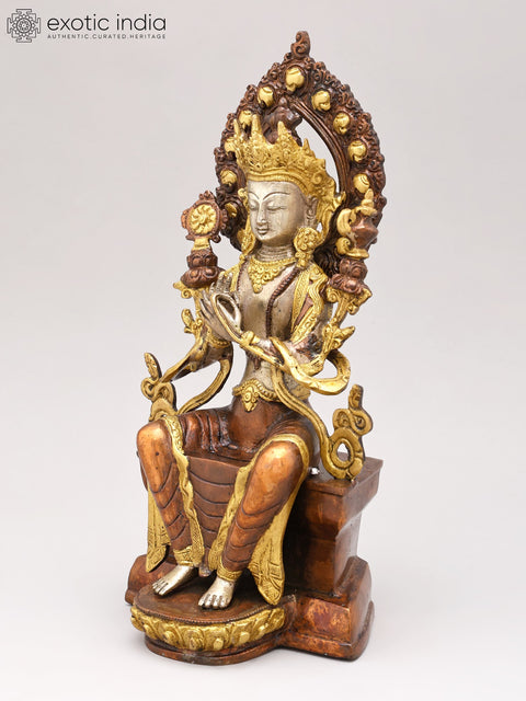 11" Tibetan Buddhist Deity Maitreya Brass Statue – Handmade Spiritual Art | Made in India