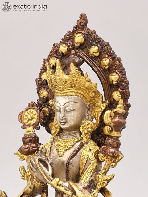 11" Tibetan Buddhist Deity Maitreya Brass Statue – Handmade Spiritual Art | Made in India