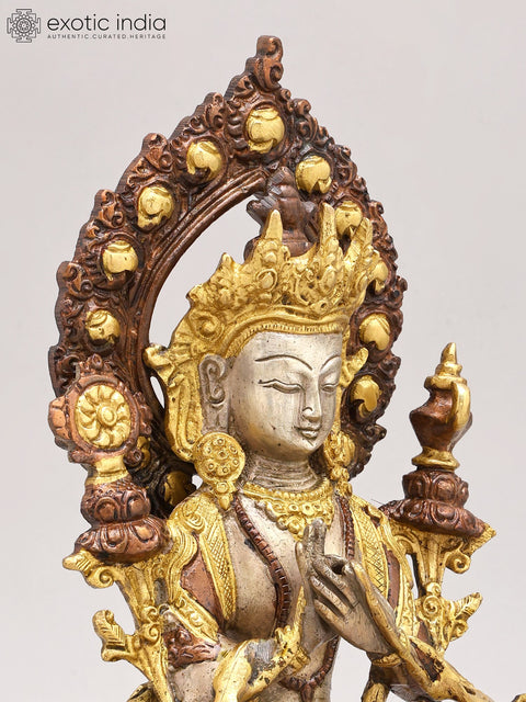 11" Tibetan Buddhist Deity Maitreya Brass Statue – Handmade Spiritual Art | Made in India