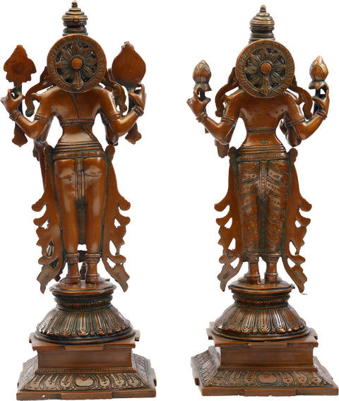 15" Lakshmi Narayana Brass Statue – Divine Couple Sculpture | Handmade in India