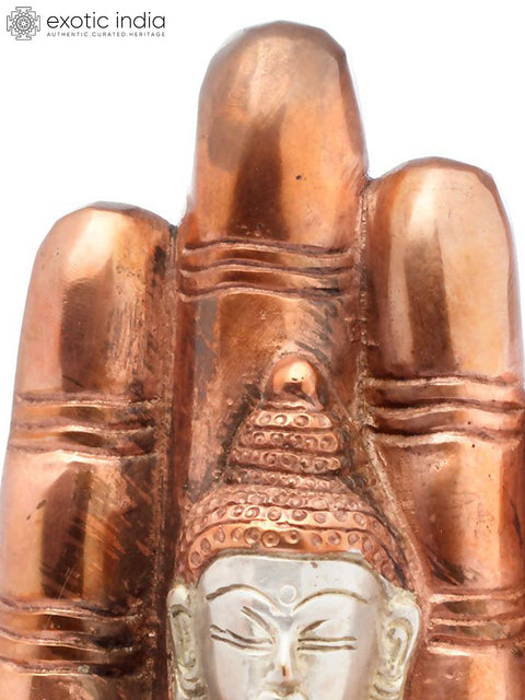 9" Buddha in Hand (Tibetan Buddhist) In Brass | Handmade | Made In India