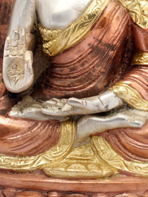 9" Buddha in Hand (Tibetan Buddhist) In Brass | Handmade | Made In India
