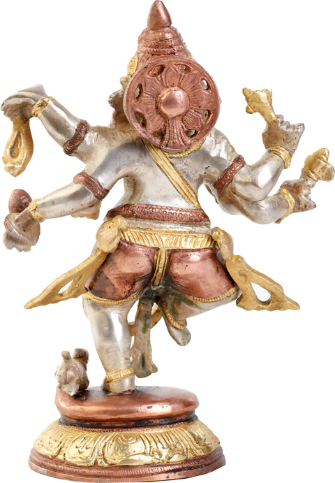 8" Nritya Ganesha In Brass | Handmade | Made In India