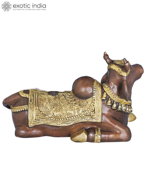 8" Nandi In Anticipation Of Shivaji's Presence In Brass | Handmade | Made In India