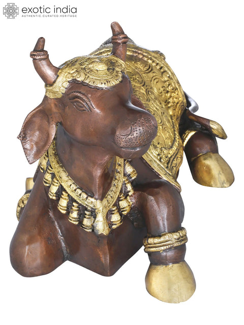 8" Nandi In Anticipation Of Shivaji's Presence In Brass | Handmade | Made In India