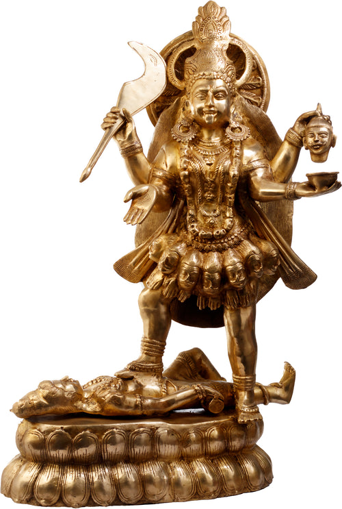 32" Handmade Goddess Kali Brass Statue for Home Decor