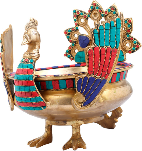 Peacock Brass Urli | Housewarming Gift