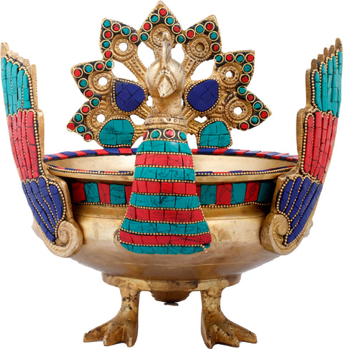 Peacock Brass Urli | Housewarming Gift