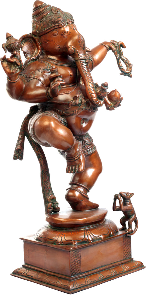 24" Handmade Dancing Ganesha Brass Statue | Divine Craftsmanship | Made in India