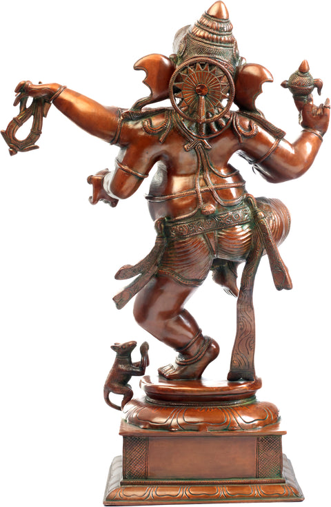 24" Handmade Dancing Ganesha Brass Statue | Divine Craftsmanship | Made in India