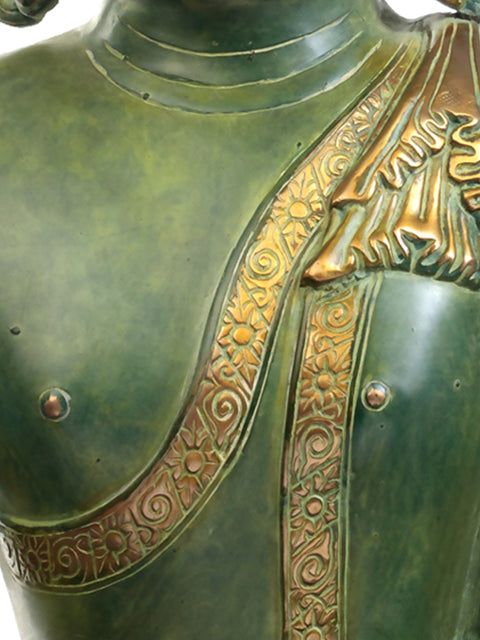 21" Lord Buddha Earth Touching Gesture Brass Idol | Handmade Tibetan Buddhist Deity Sculpture