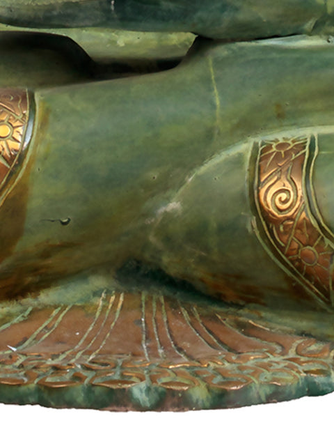 21" Lord Buddha Earth Touching Gesture Brass Idol | Handmade Tibetan Buddhist Deity Sculpture