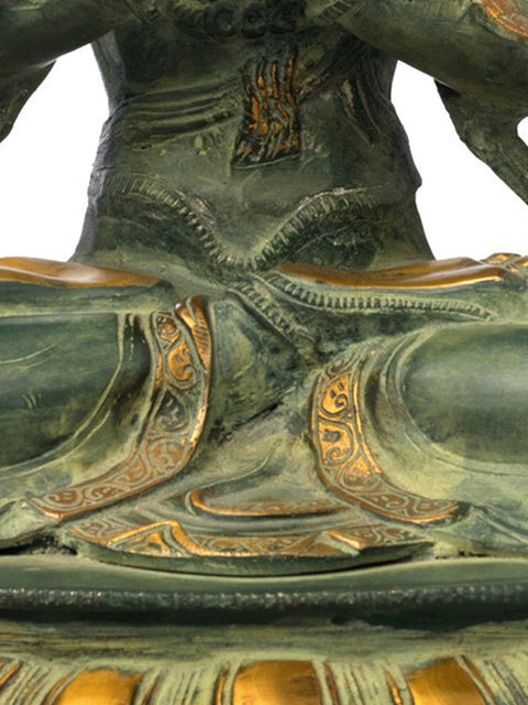 21" Lord Buddha Earth Touching Gesture Brass Idol | Handmade Tibetan Buddhist Deity Sculpture