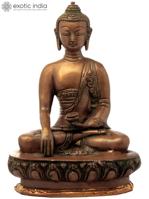 7" Samadhi Buddha Brass Statue Handcrafted for Meditation