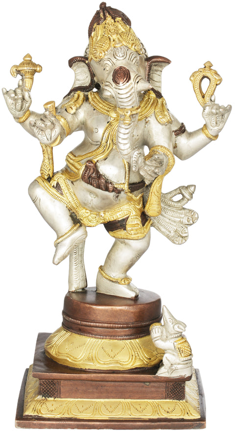 13" Nritya Ganesha In Brass | Handmade | Made In India