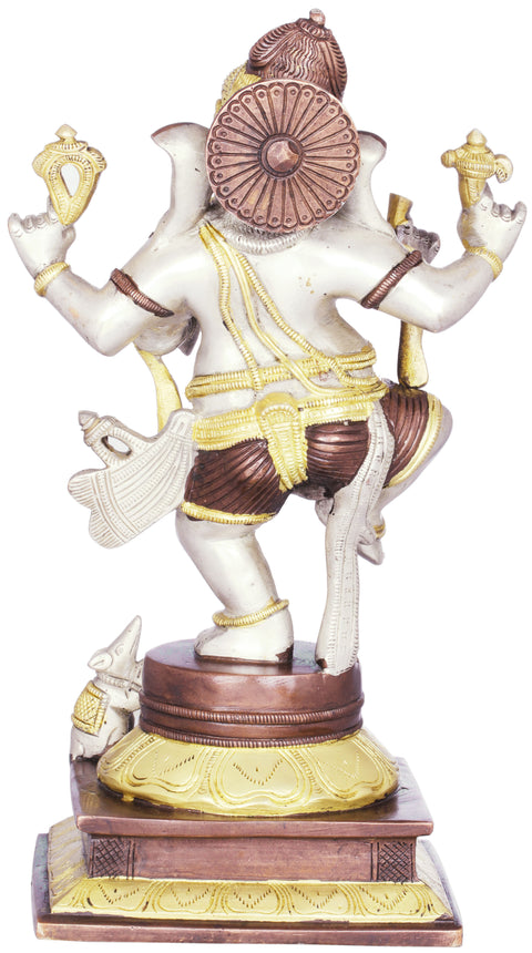 13" Nritya Ganesha In Brass | Handmade | Made In India