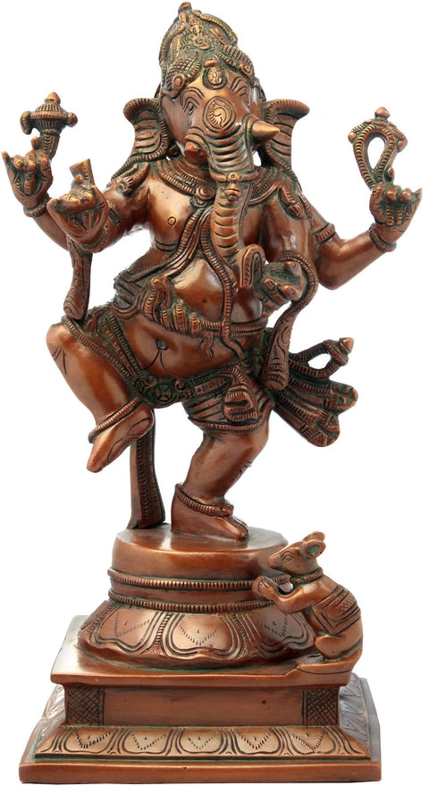 13" Nritya Ganesha In Brass | Handmade | Made In India