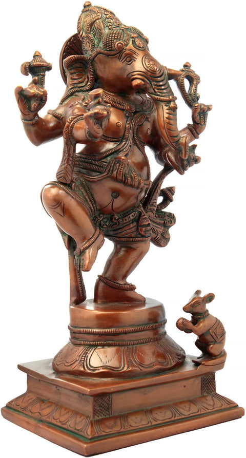 13" Nritya Ganesha In Brass | Handmade | Made In India