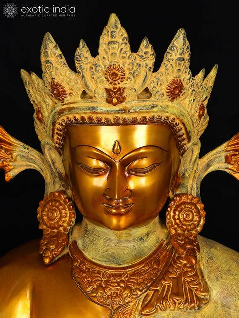 26" Crowned Buddha In Brass | Handmade | Made In India
