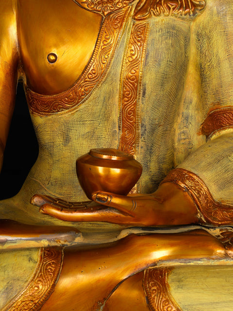26" Crowned Buddha In Brass | Handmade | Made In India