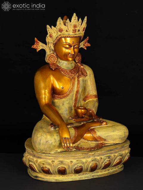 26" Crowned Buddha In Brass | Handmade | Made In India