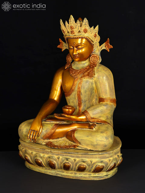 26" Crowned Buddha In Brass | Handmade | Made In India