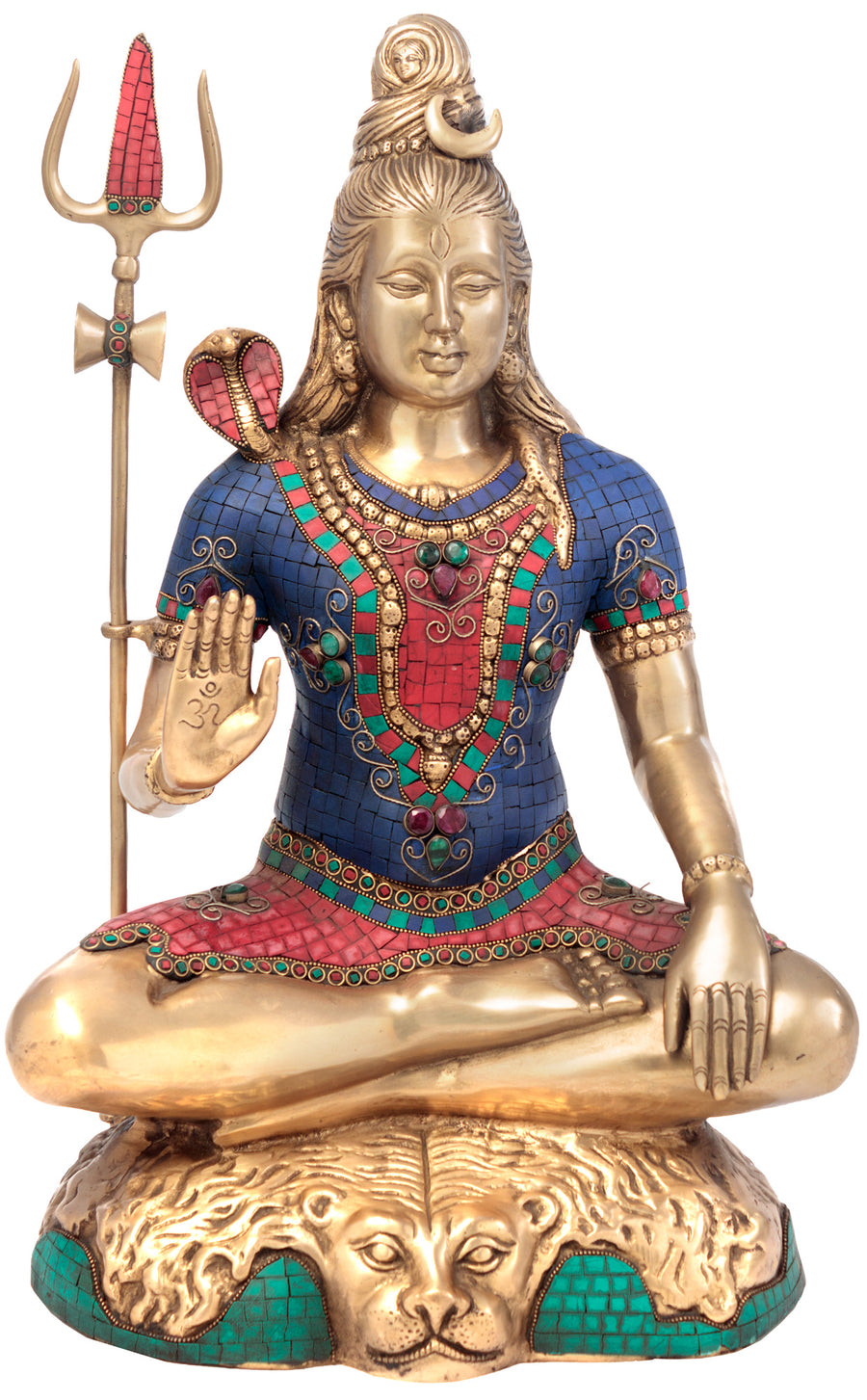 22" Lord Shiva Abhaya Mudra Brass Statue Handmade