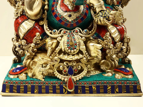 20" Ornamented Lord Ganesha Brass Statue | Exquisite Handmade Craft | Symbol of Prosperity