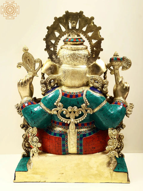 20" Ornamented Lord Ganesha Brass Statue | Exquisite Handmade Craft | Symbol of Prosperity