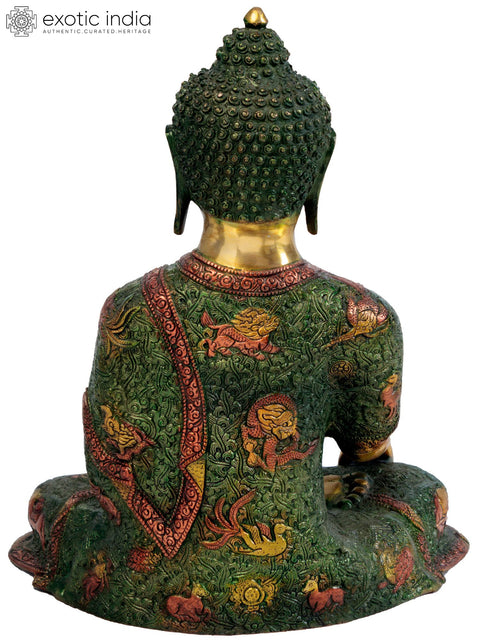 16" Buddha Calling The Earth to be His Witness (Tibetan Buddhist) In Brass | Handmade | Made In India