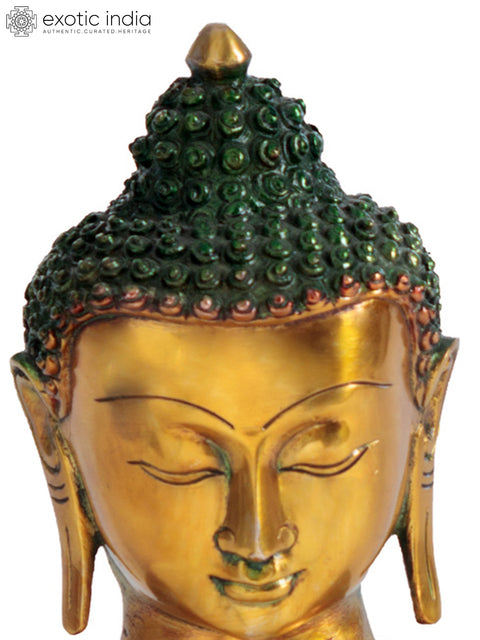 16" Buddha Calling The Earth to be His Witness (Tibetan Buddhist) In Brass | Handmade | Made In India