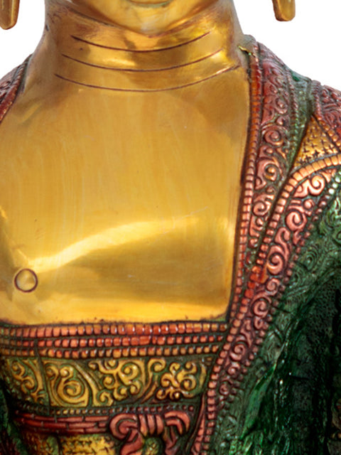 16" Buddha Calling The Earth to be His Witness (Tibetan Buddhist) In Brass | Handmade | Made In India