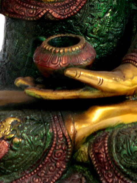 16" Buddha Calling The Earth to be His Witness (Tibetan Buddhist) In Brass | Handmade | Made In India