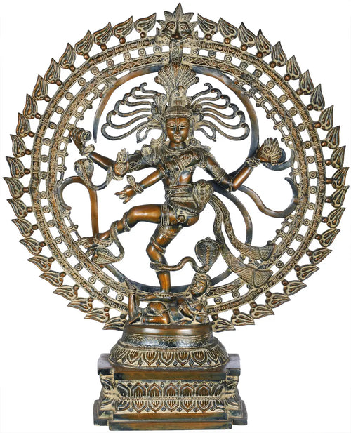 27" Nataraja Brass Statue Handcrafted Traditional Indian Art