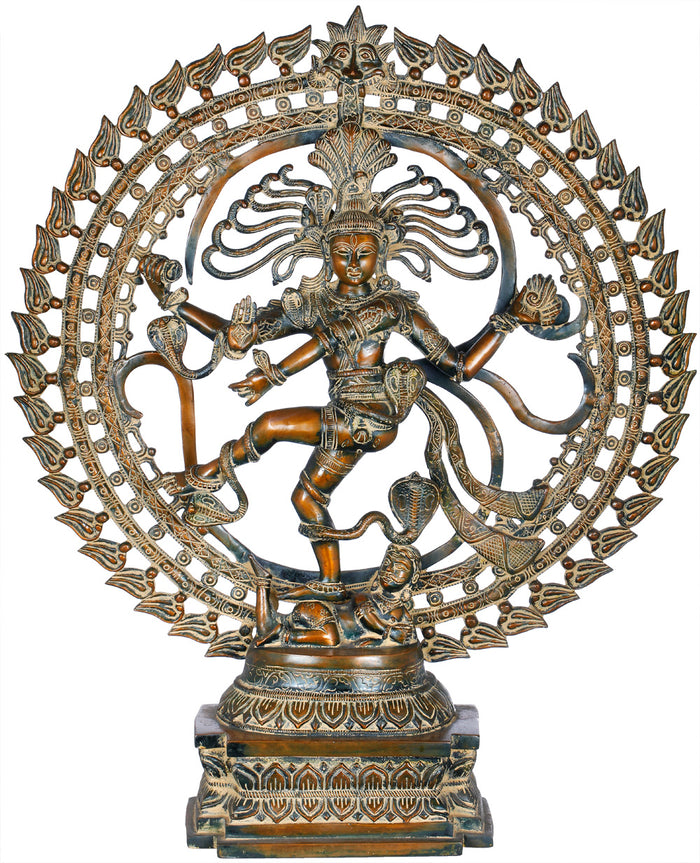 27" Majestic Nataraja in OM Brass | Handcrafted Large-Size Sculpture | Traditional Indian Art