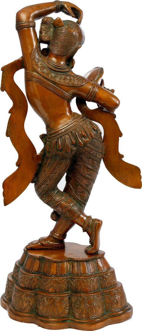 24" The Apsara Applying Vermillion Brass Sculpture Ð Handmade Art from Khajuraho | Made in India