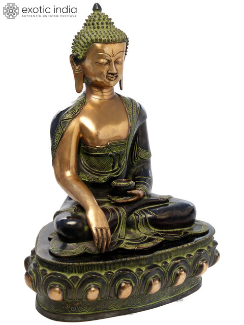 22" Tibetan Buddhist Deity Shakyamuni Buddha in meditation In Brass | Handmade | Made In India