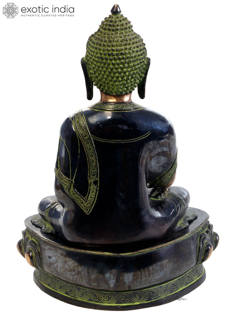 22" Tibetan Buddhist Deity Shakyamuni Buddha in meditation In Brass | Handmade | Made In India