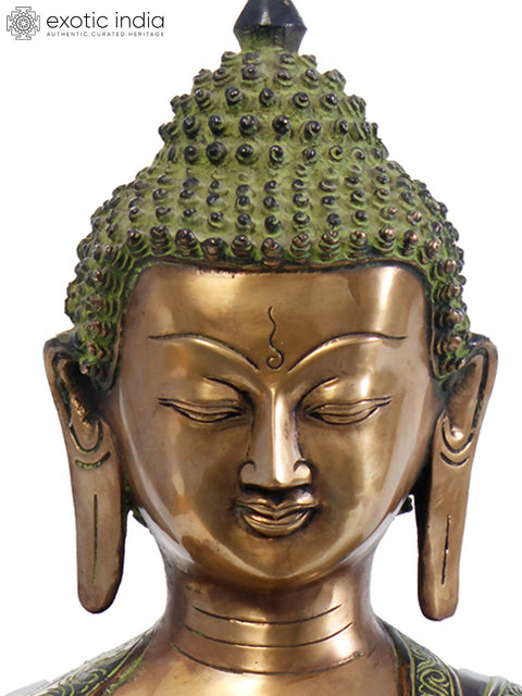 22" Tibetan Buddhist Deity Shakyamuni Buddha in meditation In Brass | Handmade | Made In India