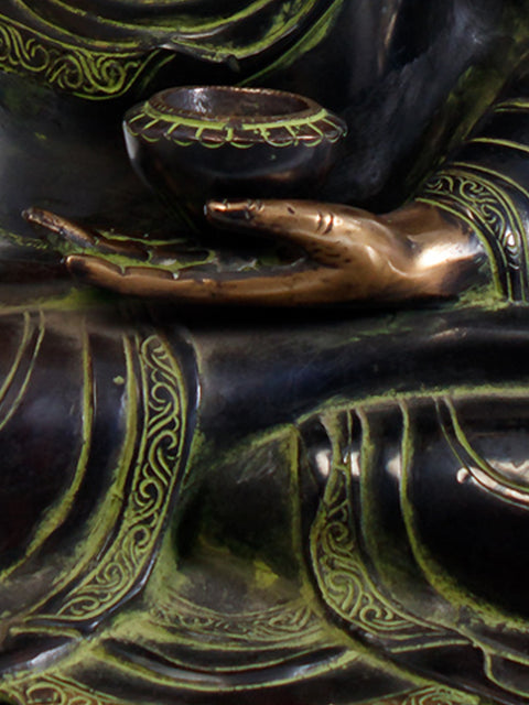 22" Tibetan Buddhist Deity Shakyamuni Buddha in meditation In Brass | Handmade | Made In India
