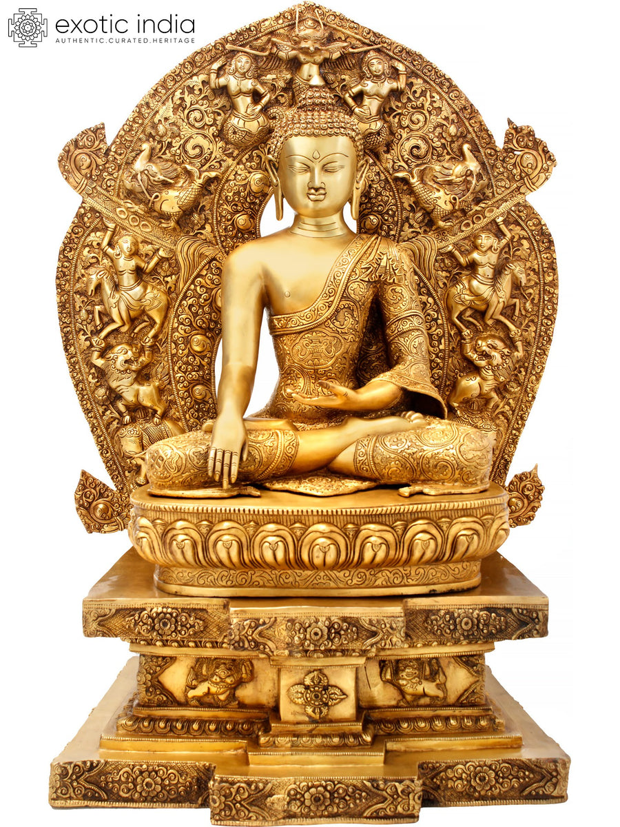 34" Large Lord Buddha Seated Brass Statue Tibetan Buddhist Enlightenment