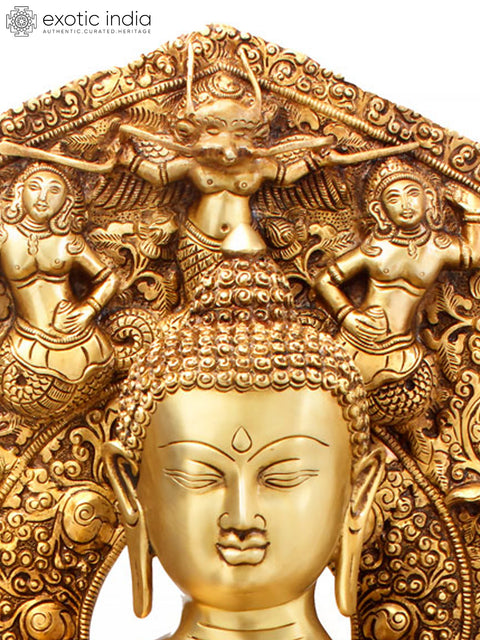 34" Large Size - Lord Buddha Seated on Six-Ornament throne of Enlightenment (Tibetan Buddhist) in Brass