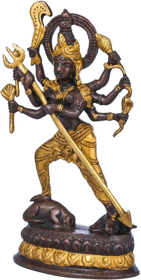 7" Astabhujadhari Durga Brass Statue – Fierce Protector Against Adharma | Handmade in India