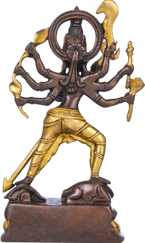 7" Astabhujadhari Durga Brass Statue – Fierce Protector Against Adharma | Handmade in India