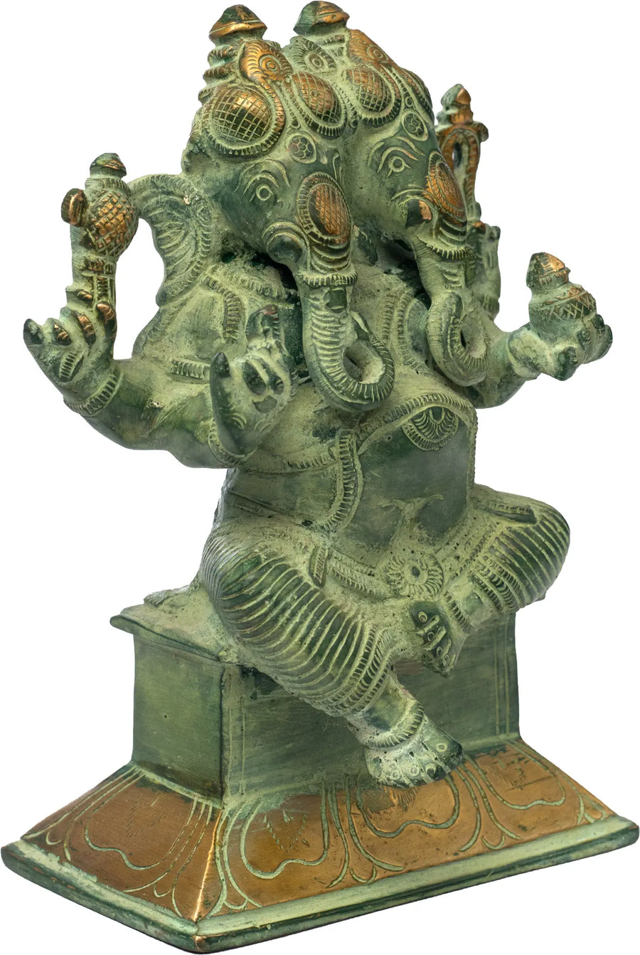5" Two-Headed Ganesha Brass Statue Handmade Home Decor