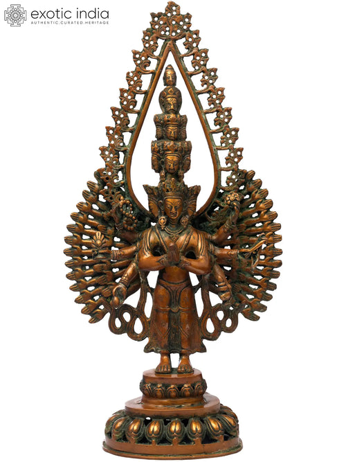 19" Avalokiteshvara Brass Statue - Tibetan Deity of Compassion