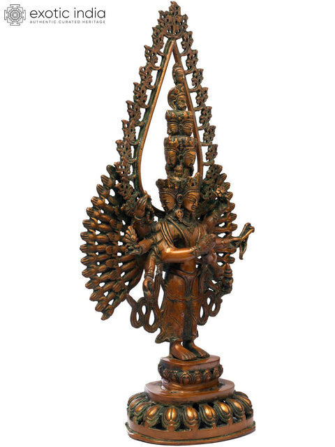 19" Avalokiteshvara Brass Statue – Tibetan Deity of Infinite Compassion | Handmade in India
