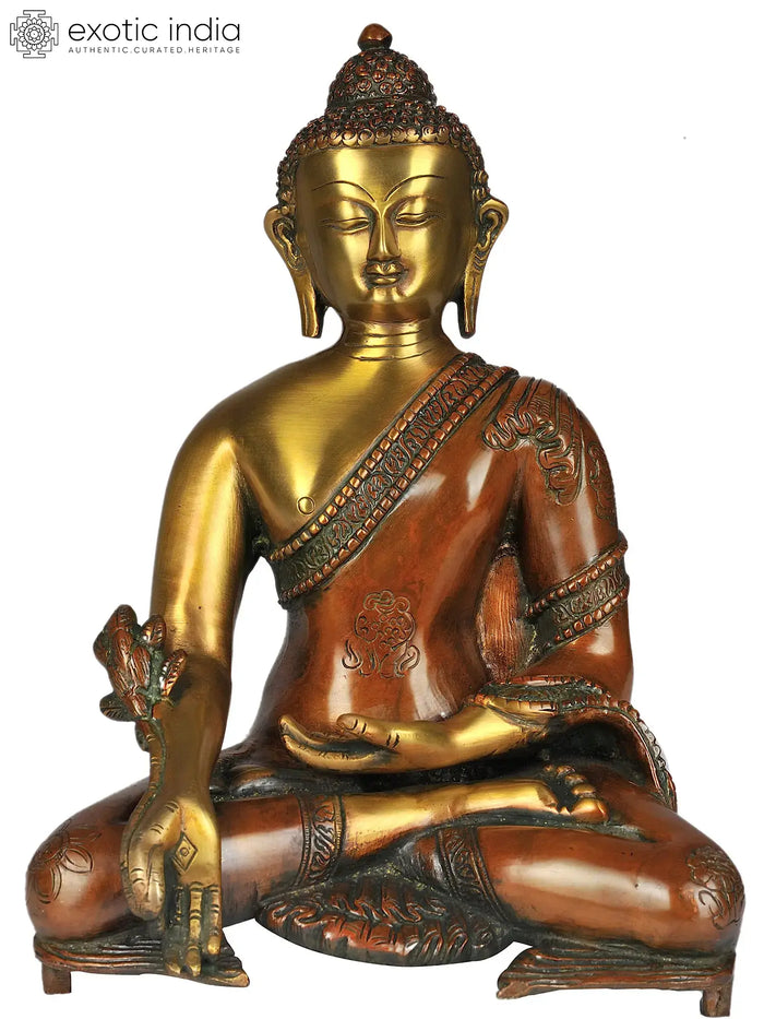 11" Medicine Buddha Tibetan Brass Statue Handmade